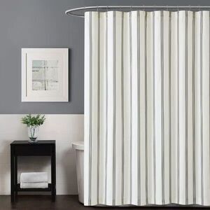 72x72" Square‎ Shower Curtain - Millennial Stripe - Off White/Black Truly Soft